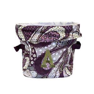 Thirty-One Small Collapsable Utility Bin Purple Paisley Circle Storage “A”